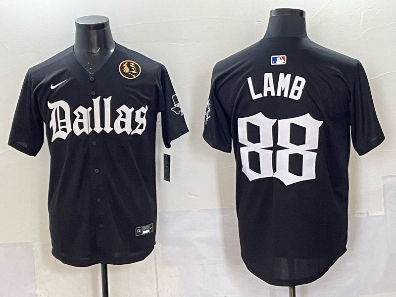 Men 2025 Nike Dallas Cowboys #88 Lamb Black 5th generation Joint Name Limited NFL Jersey 011->milwaukee brewers->MLB Jersey